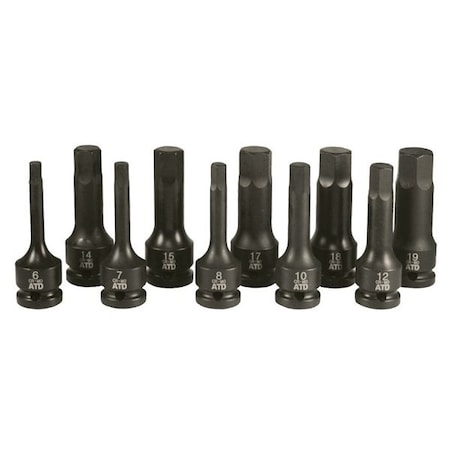 Atd Tools ATD 10-Piece 1/2-Inch Drive Metric Impact Hex Driver Set 4605